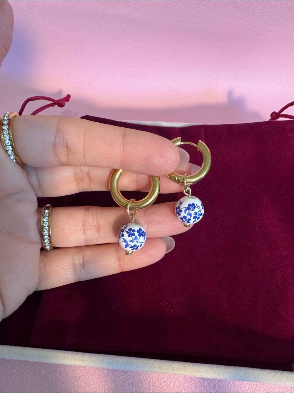 18k Gold Filled Polymer clay Handmade Hoop Earrings for women